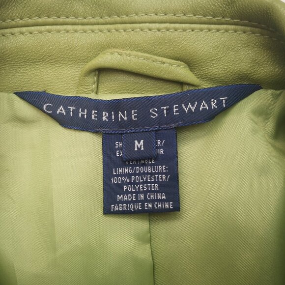 Catherine Stewart Ladies Size Medium Lime Green Leather Jacket / Blazer - Picture 3 of 11